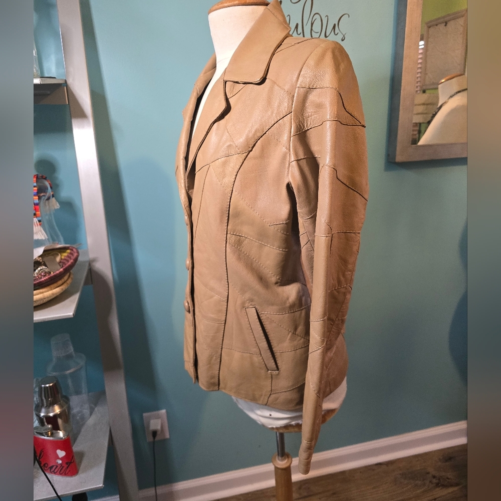 Vintage Tan Patchwork Leather Jacket - image 4